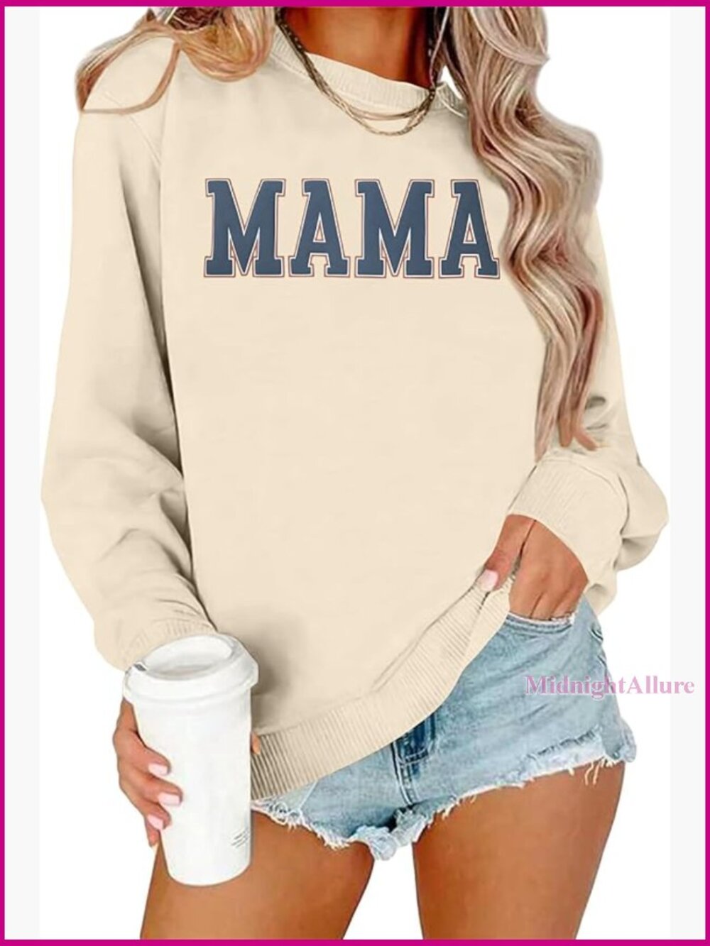 Vintage Graphic Mama Crewneck Sweatshirt Long Sleeve Pullover